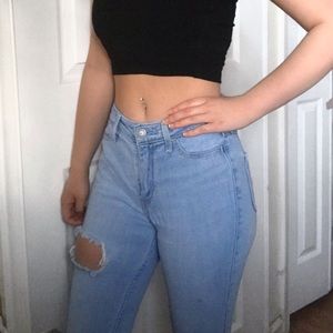 Hollister High Waisted Distressed Jeans